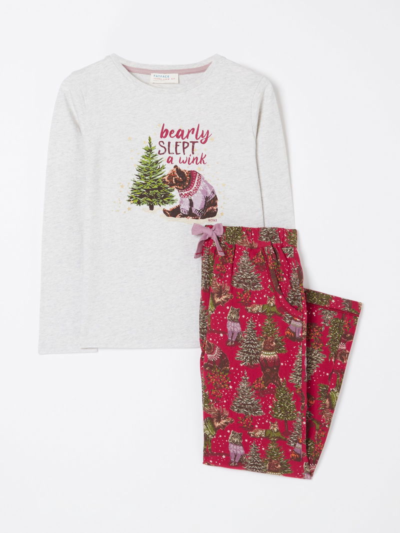 FATFACE Kids' Bearly Slept Festive Pyjamas endource