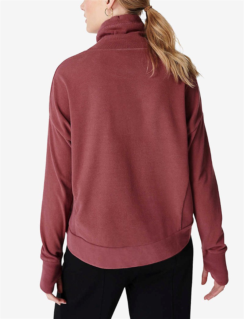 SWEATY BETTY Harmonise in Sweatshirt Endource Stretch-Fleece PLUMPINK High-Neck | Italian