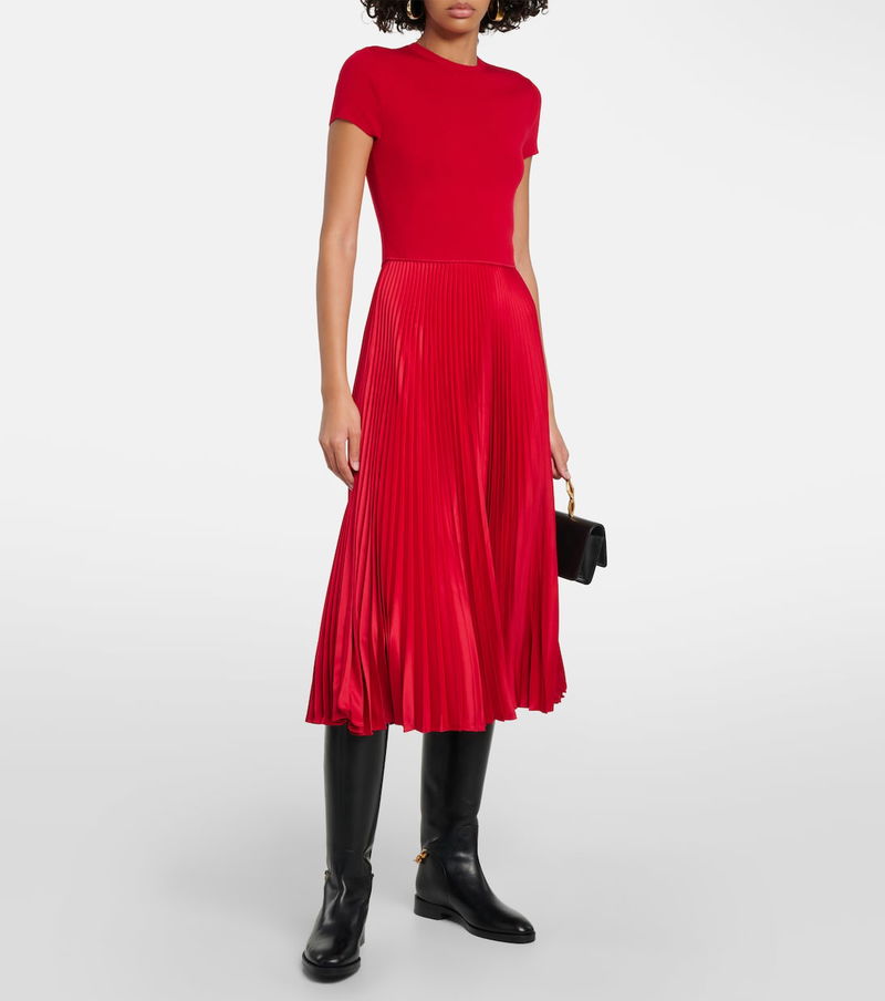 POLO RALPH LAUREN Pleated Wool-Blend Midi Dress | endource