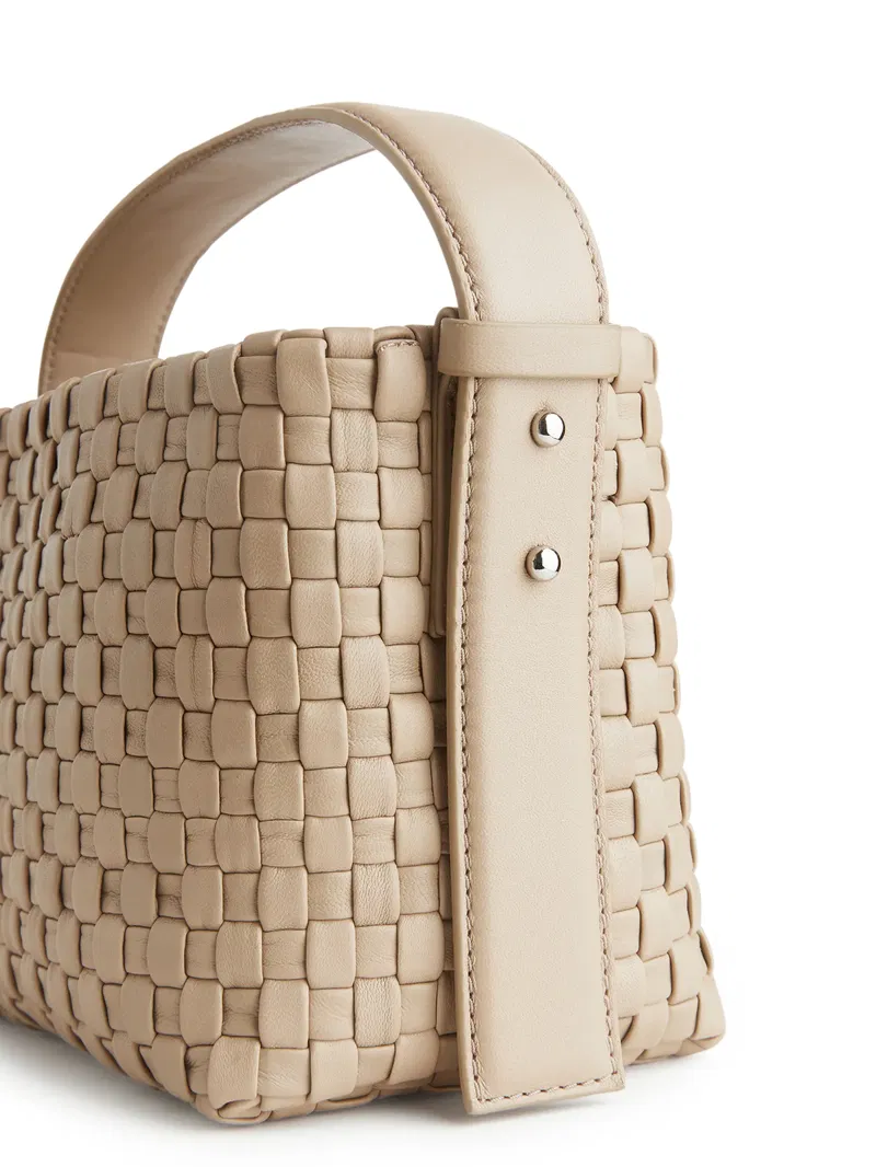 Beige Neeson tassel braided-leather hobo bag