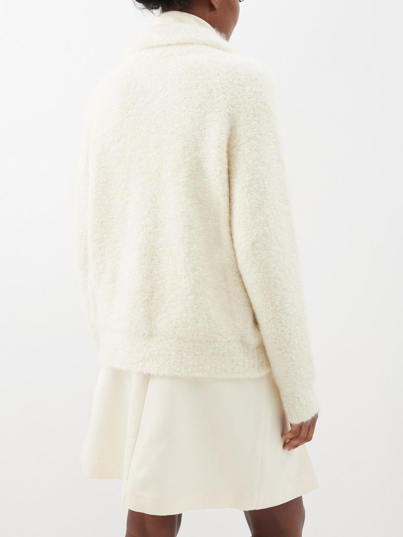 White Mohair-blend bouclé cardigan, CO