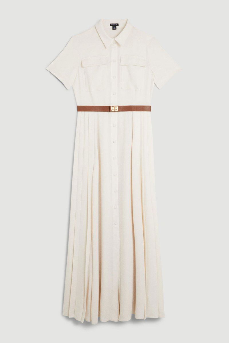 lydia millen soft tailored pleat panel midi shirt dress By Lydia | Timeless details, crafted in a rich wine shade., Tap to shop or shop via the link in bio., Lydia Millen Embellished Taffeta Shirt Dress