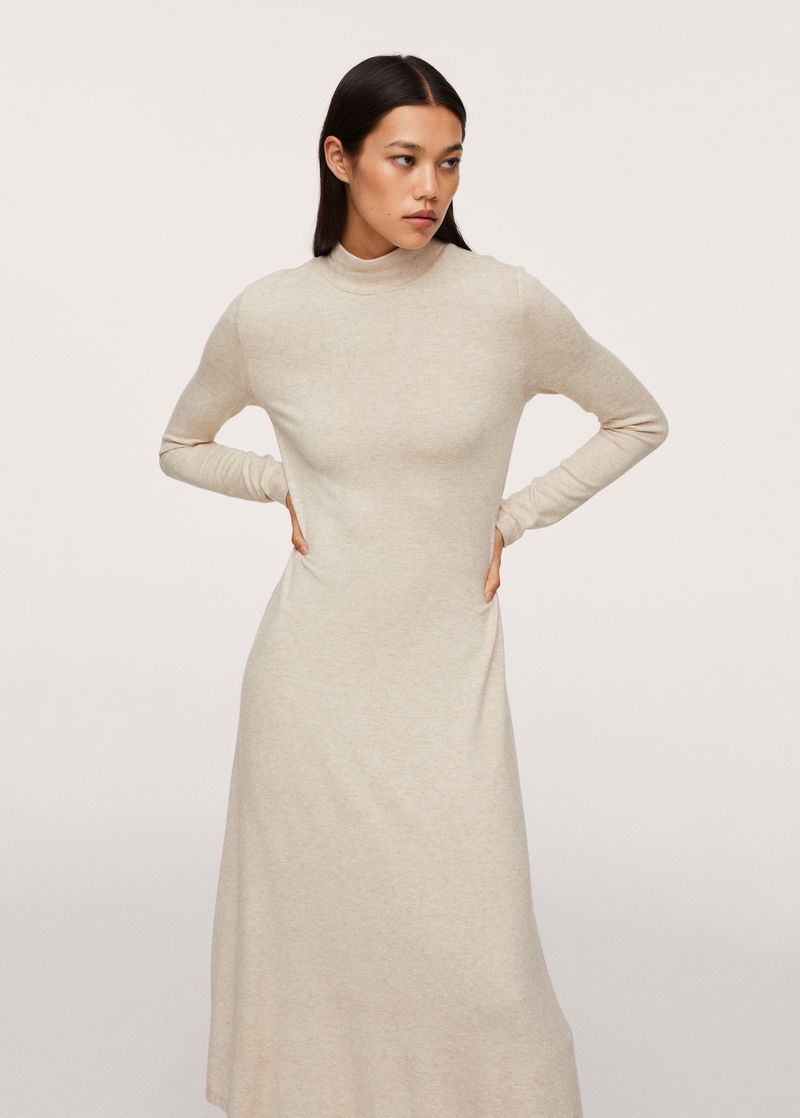 MANGO Knitted Perkins Neck Dress | endource