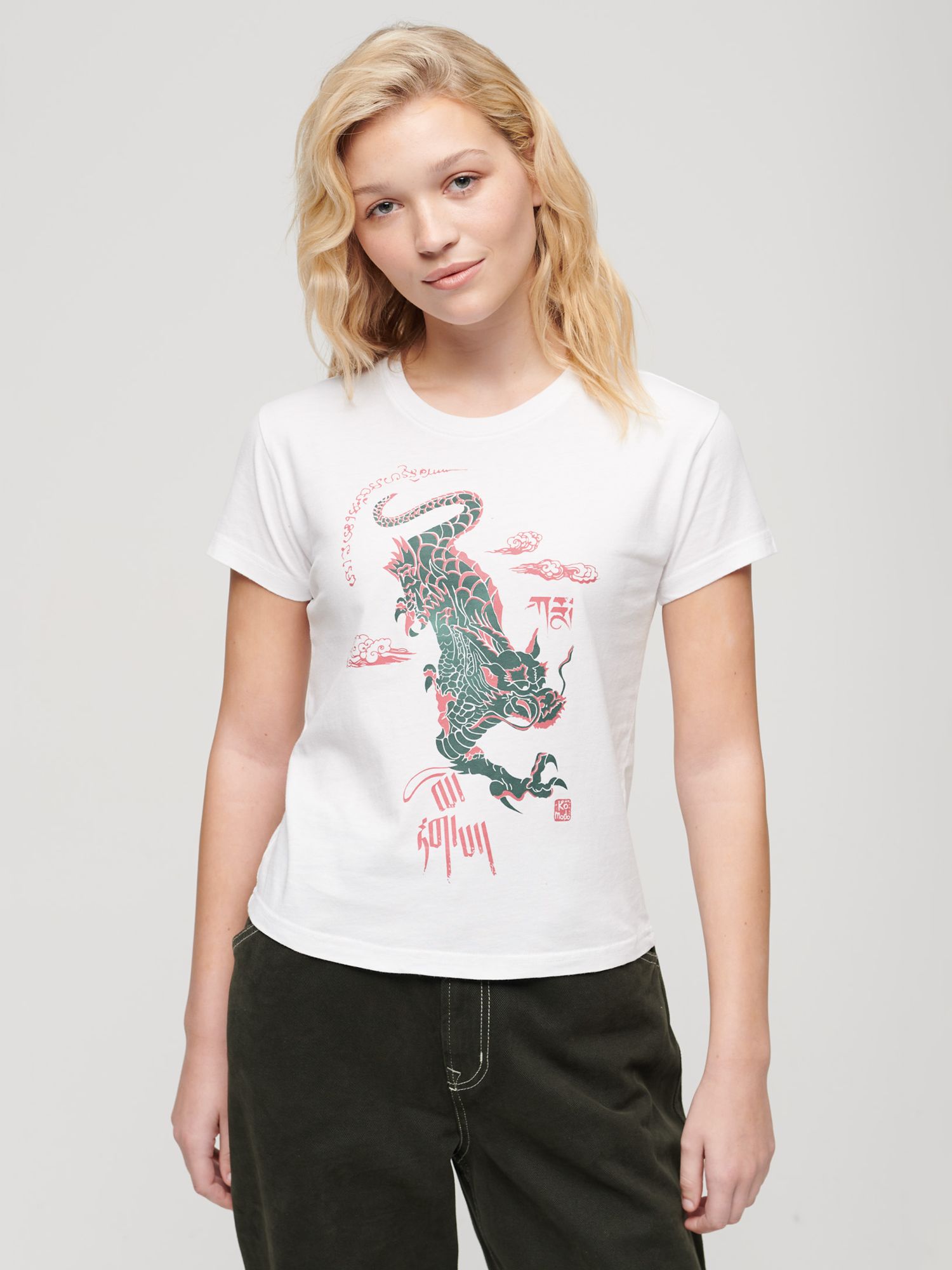 SUPERDRY Superdry x Komodo - Kailash Dragon T-Shirt in White/Multi