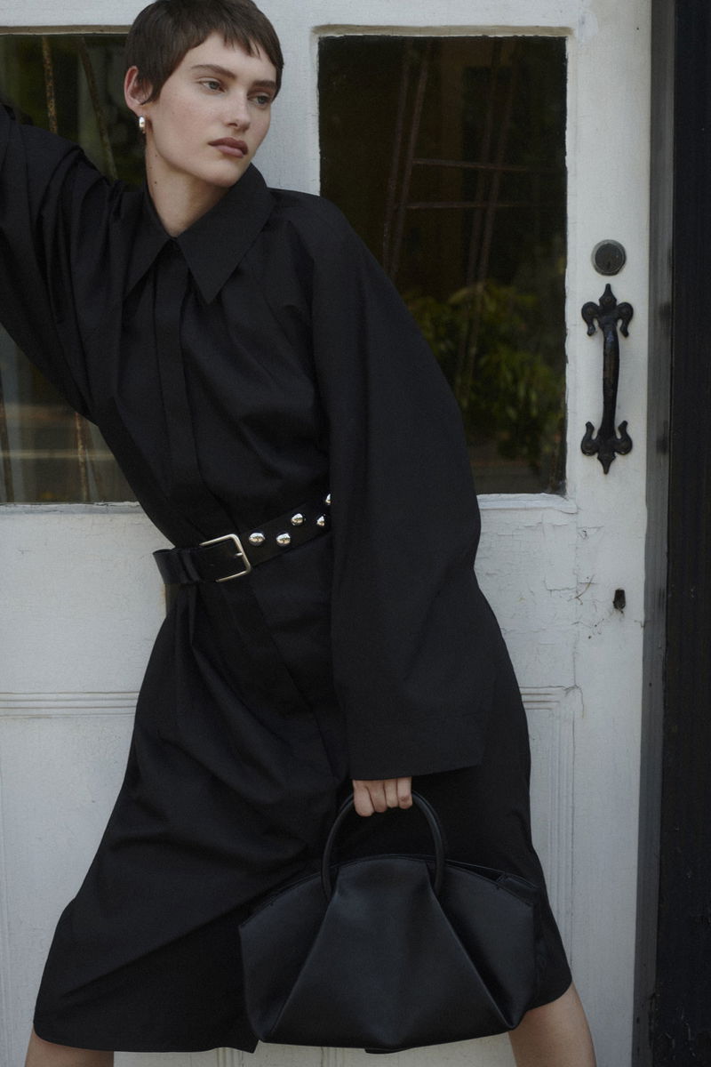 farm rio black organza long sleeve midi dress Black Bold Flowers Long Sleeve Midi Dress