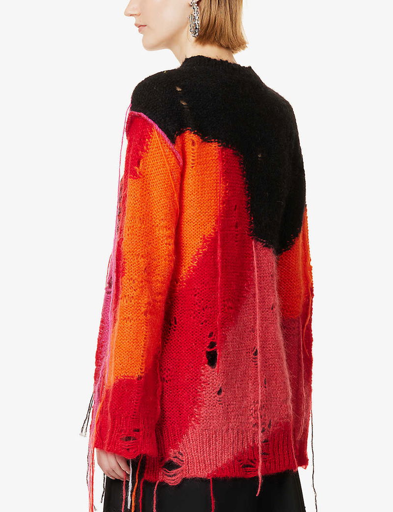 ALEXANDER MCQUEEN Forest Abstract-Knit Mohair-Blend Knitted Jumper