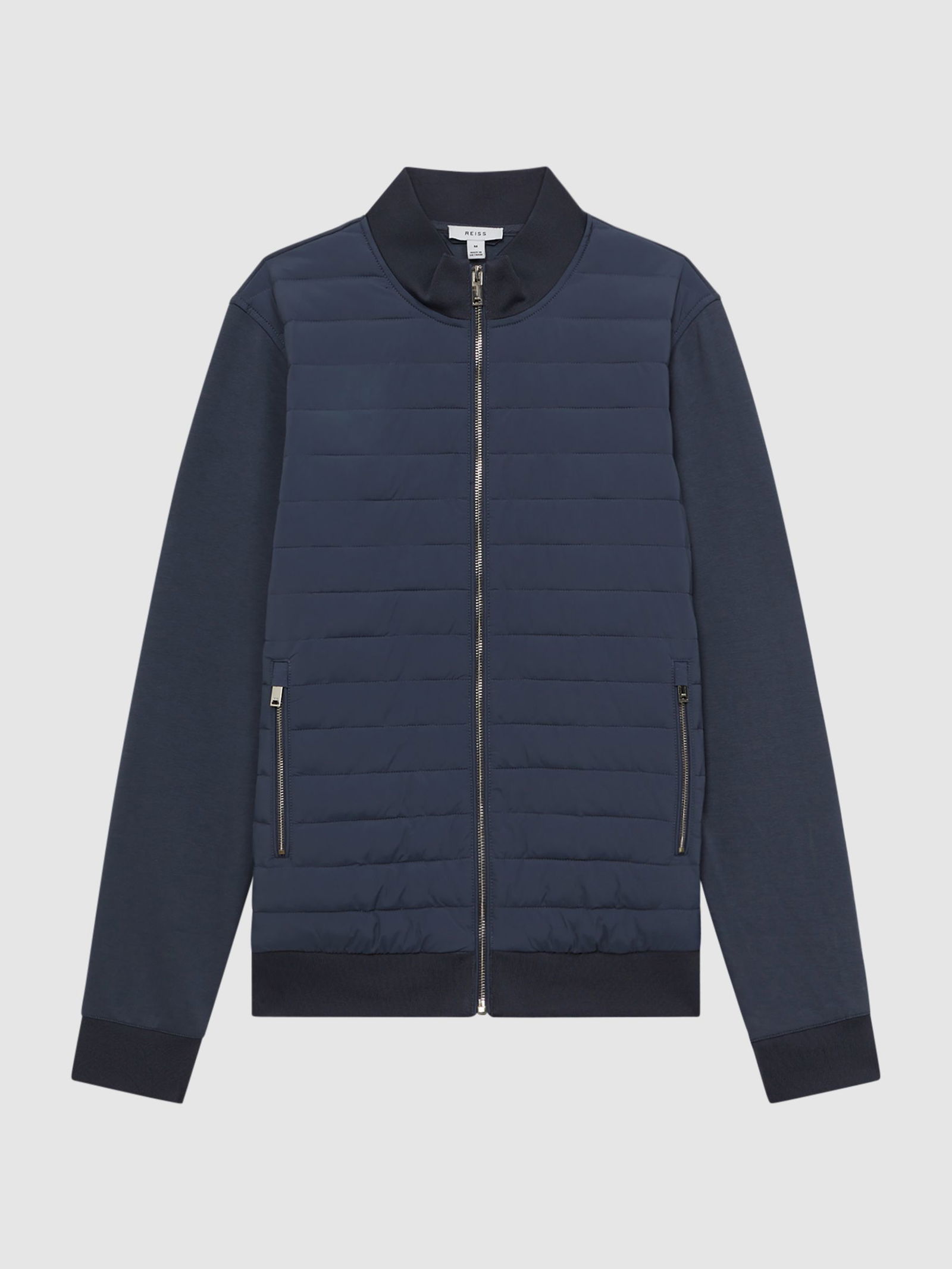REISS Flintoff Quilted Hybrid Jacket in Airforce Blue Endource