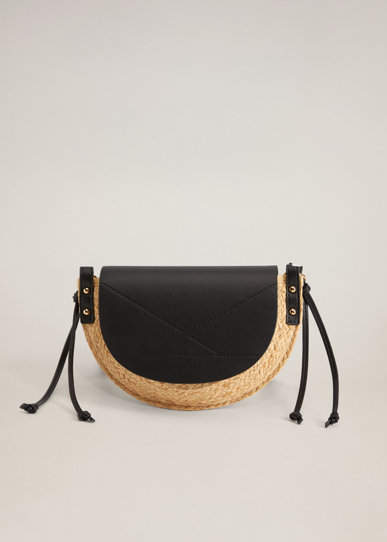 John Lewis ANYDAY Circle Raffia Cross Body Bag, Black