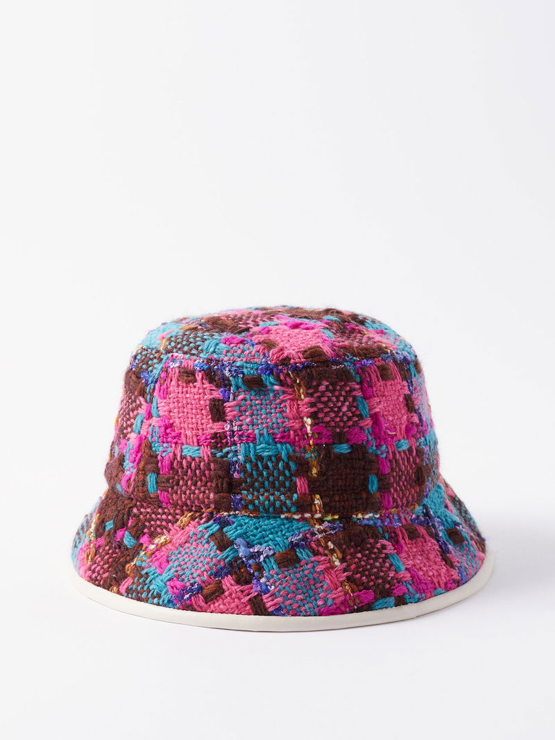 GUCCI Logo-Plaque Wool-Blend Tweed Bucket Hat | endource display picture 1