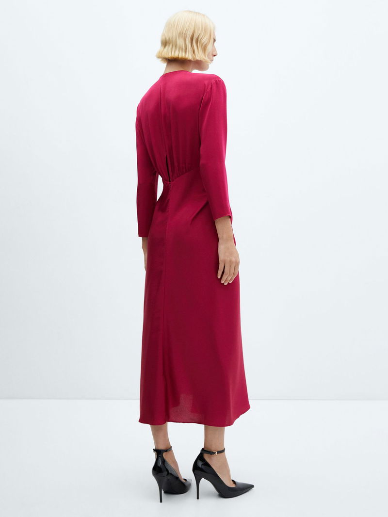 mango satin dress with knot Satin dress with knot detail