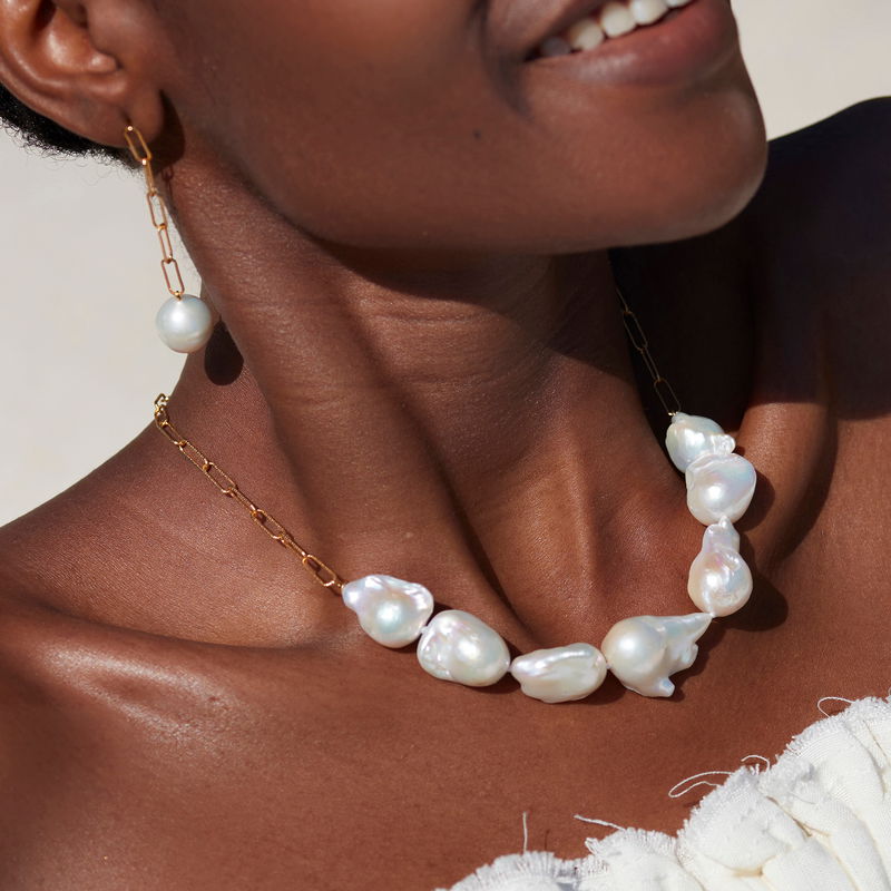 MONICA VINADER Baroque Pearl Chain Earrings endource