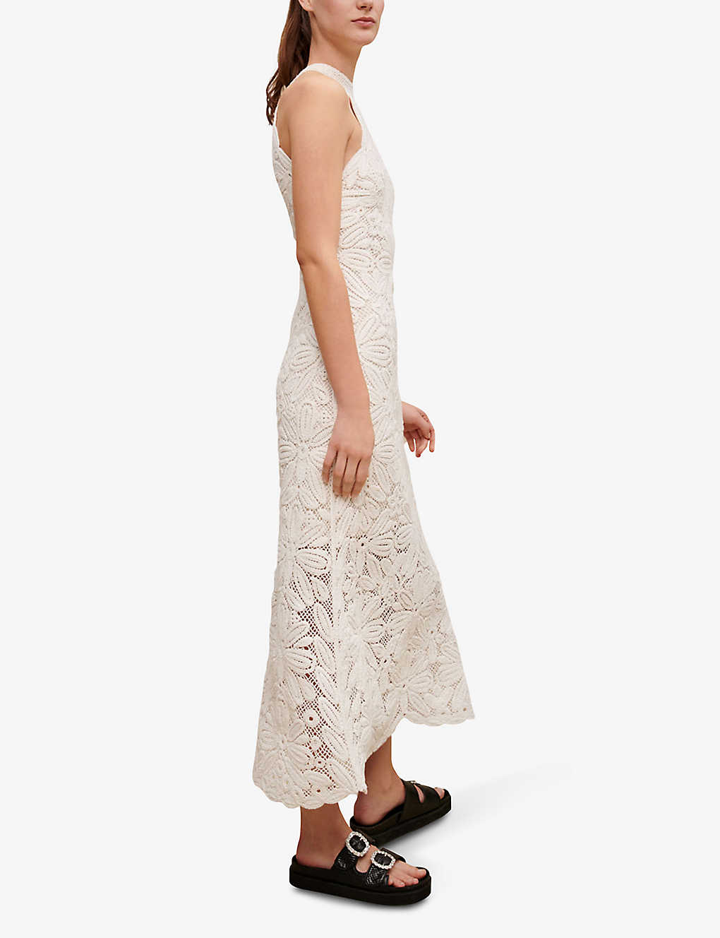 MAJE Floral Crochet-Lace Midi Dress | endource