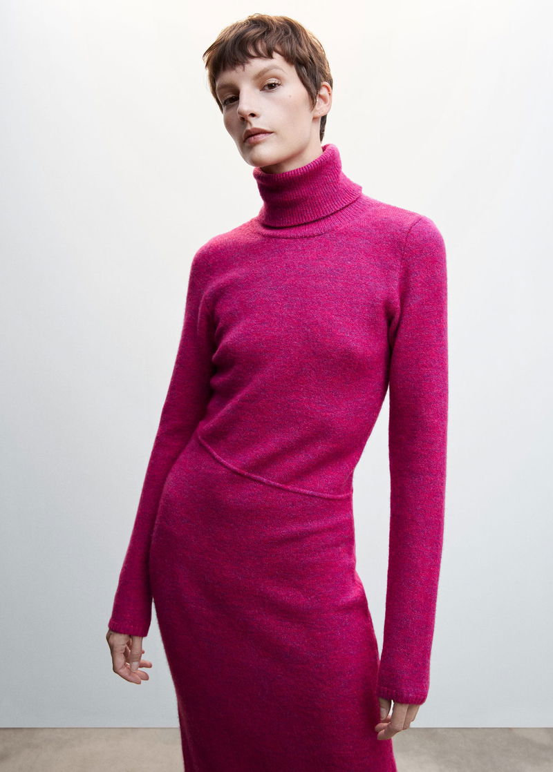 mango knitted turtleneck dress MANGO - Turtle neck knit dress dark navy