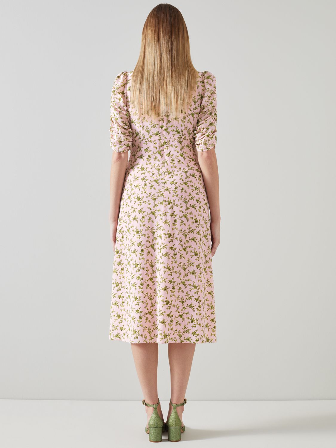lk bennett pink floral dress L.K. BENNETT Rosamund Floral Print Silk Dress