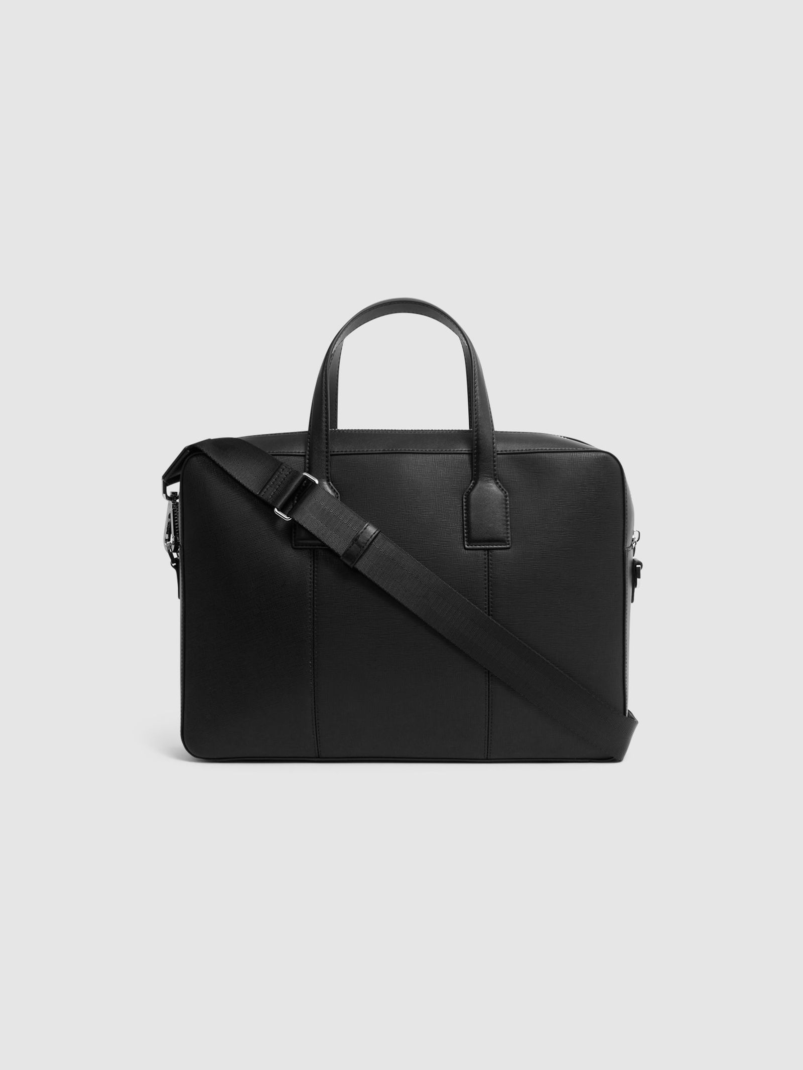 REISS Dominik Leather Briefcase in Black | Endource