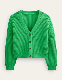 BODEN Oversized Ribbed Cardigan in Bright Green | Endource