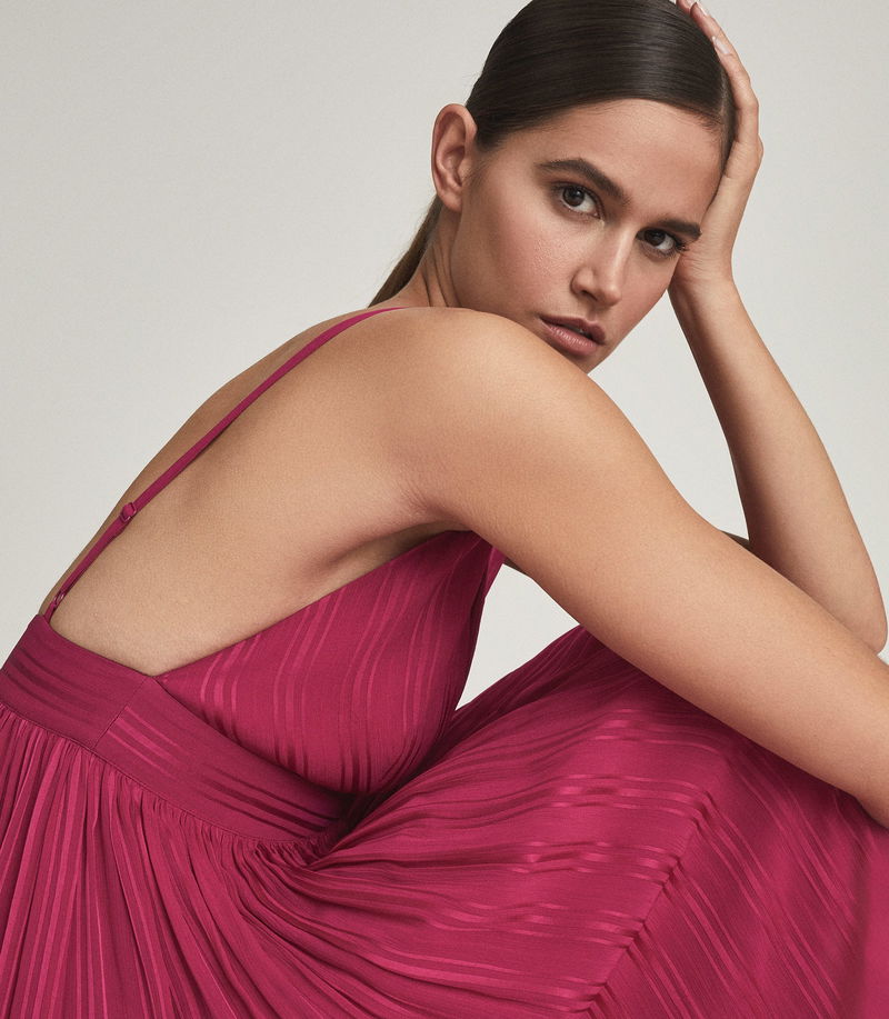 reiss pink midi dress Buy Reiss Pink Irina Cotton Belted Midi Dress with Stretch from Next USA