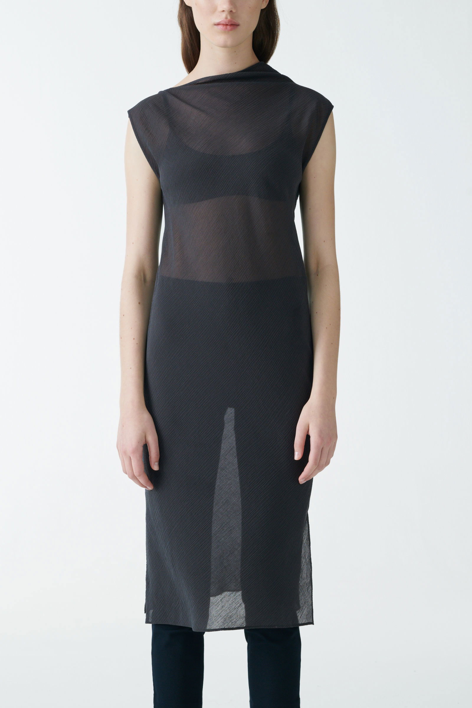 cos sheer pliss midi dress COS Sheer Pliss Midi Dress