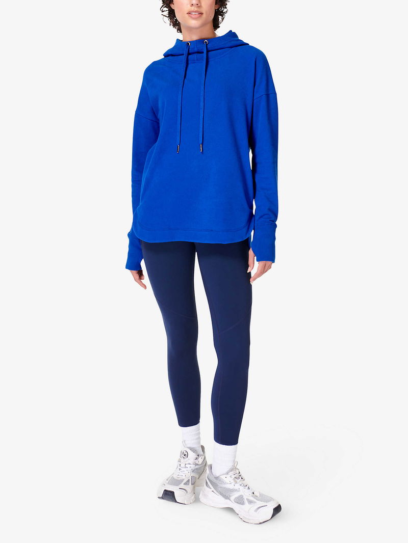 Sweaty Betty Sweat-shirt à demi-fermeture éclair texturé en boucle pour femme, Bleu sel, TT-Petit