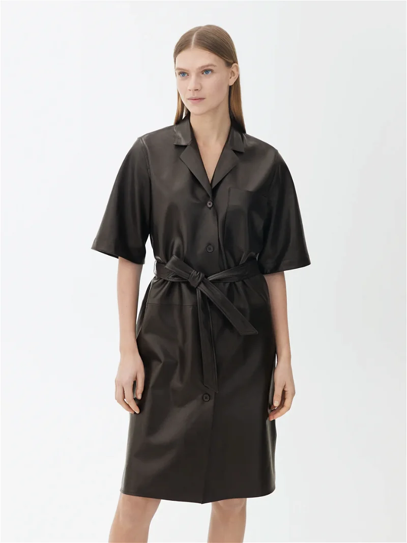 ARKET Belted Leather Shirt Dress | Endource