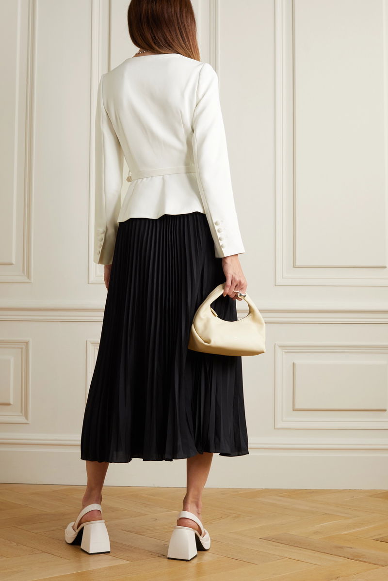 SELF-PORTRAIT Belted Bow-Embellished Crepe And Chiffon Midi Dress | endource