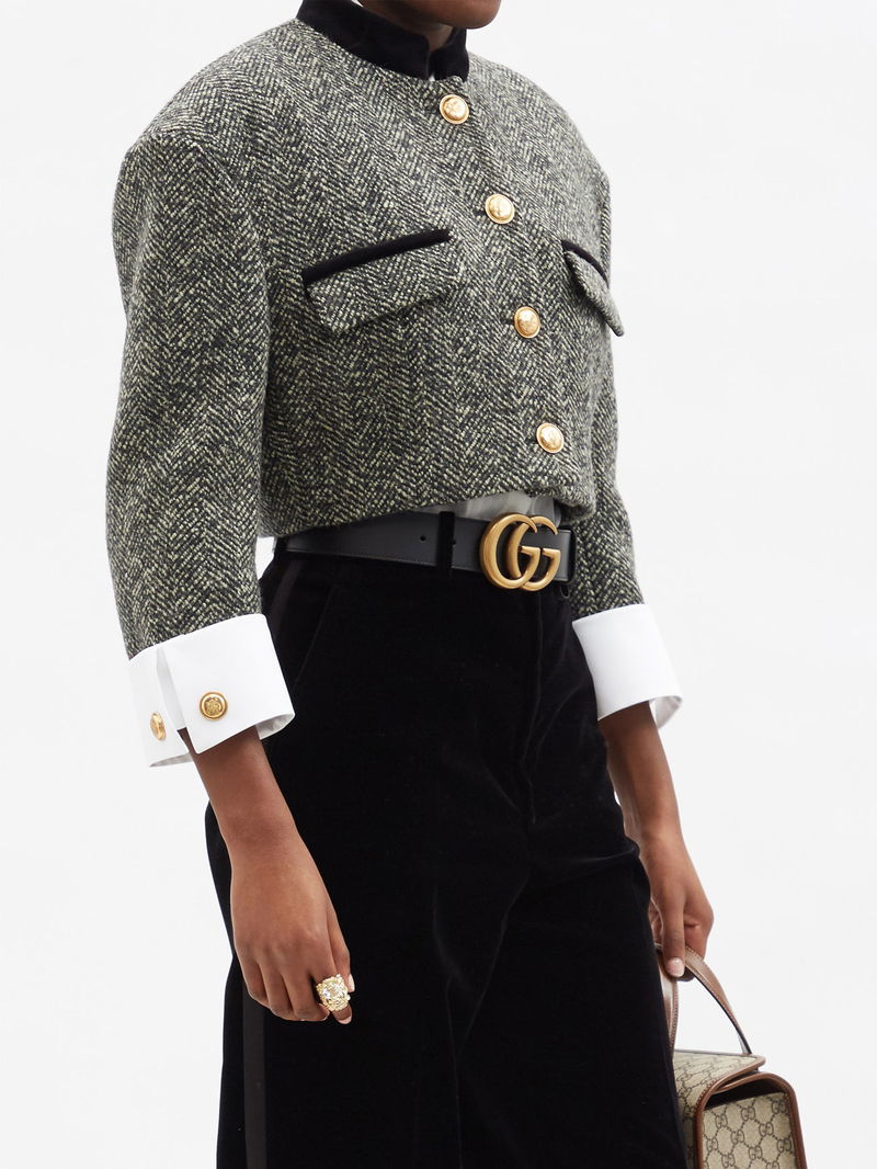 GUCCI Single-Breasted Wool-Blend Tweed Jacket in Black