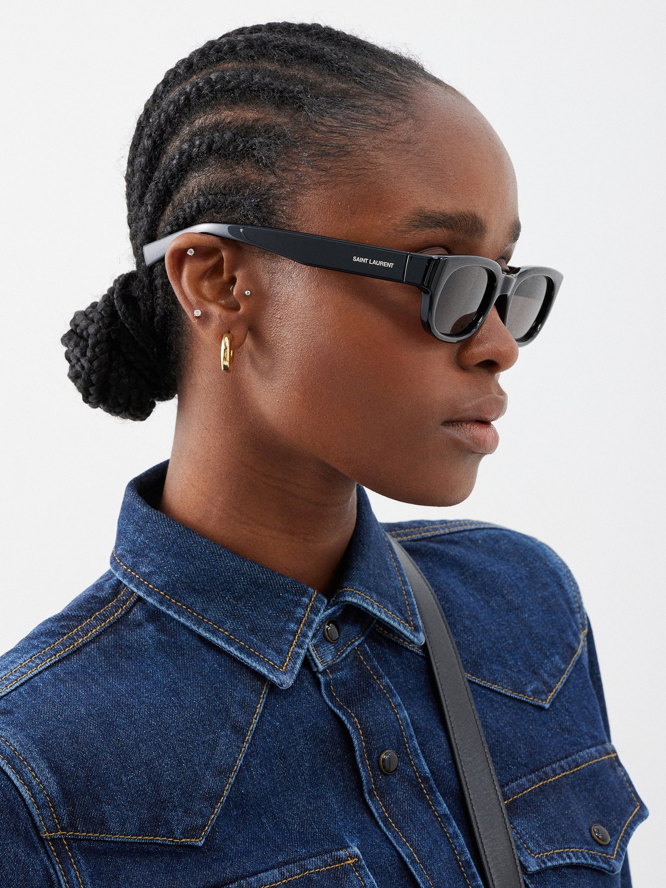 SAINT LAURENT Script Oval Acetate Sunglasses | endource