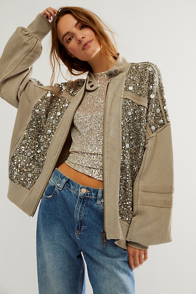 Joyous and Free Sparkle Sweatshirt in Silver main image 0