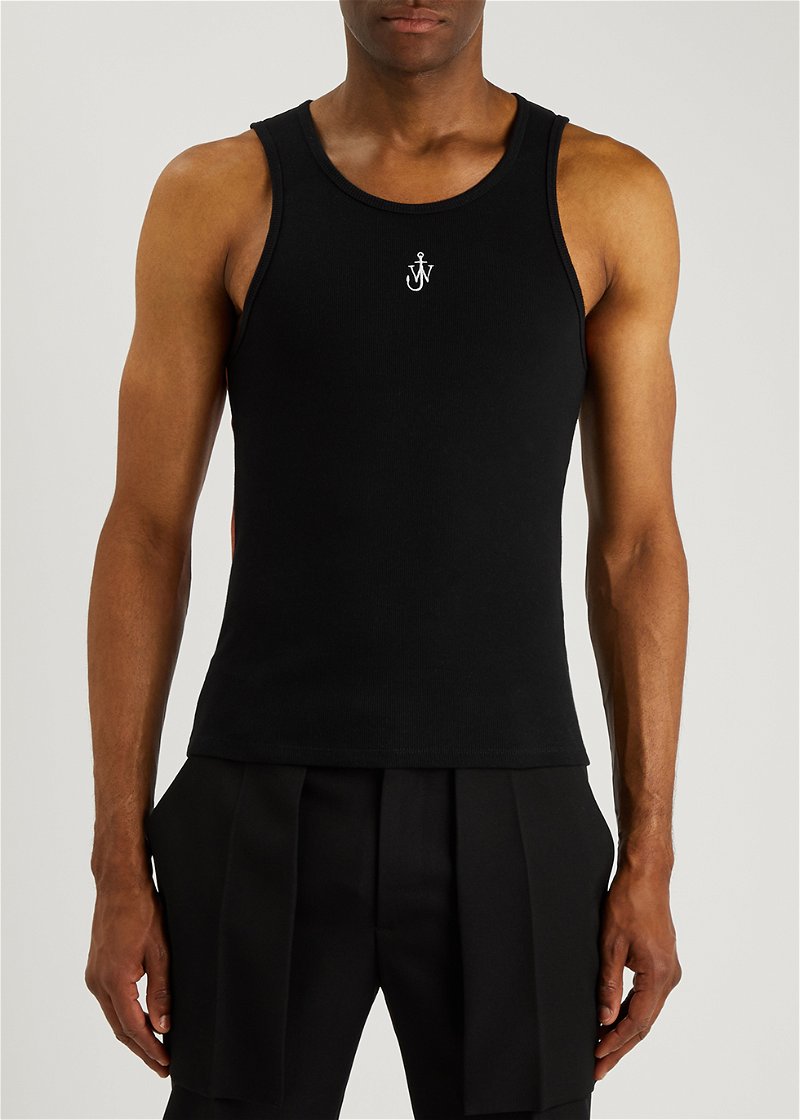 JW ANDERSON Ribbed printed stretch-cotton tank