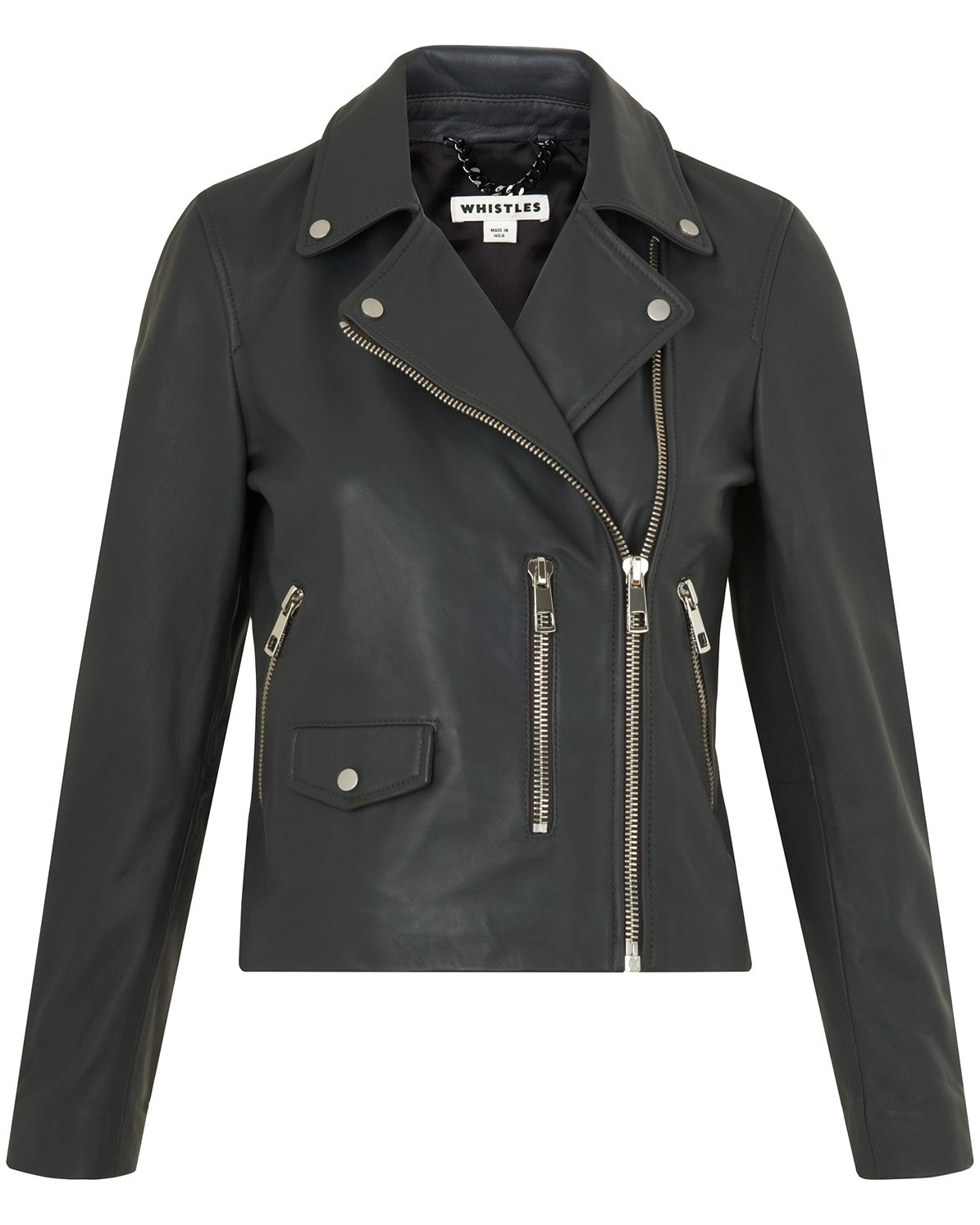 WHISTLES Agnes Leather Biker Jacket Endource