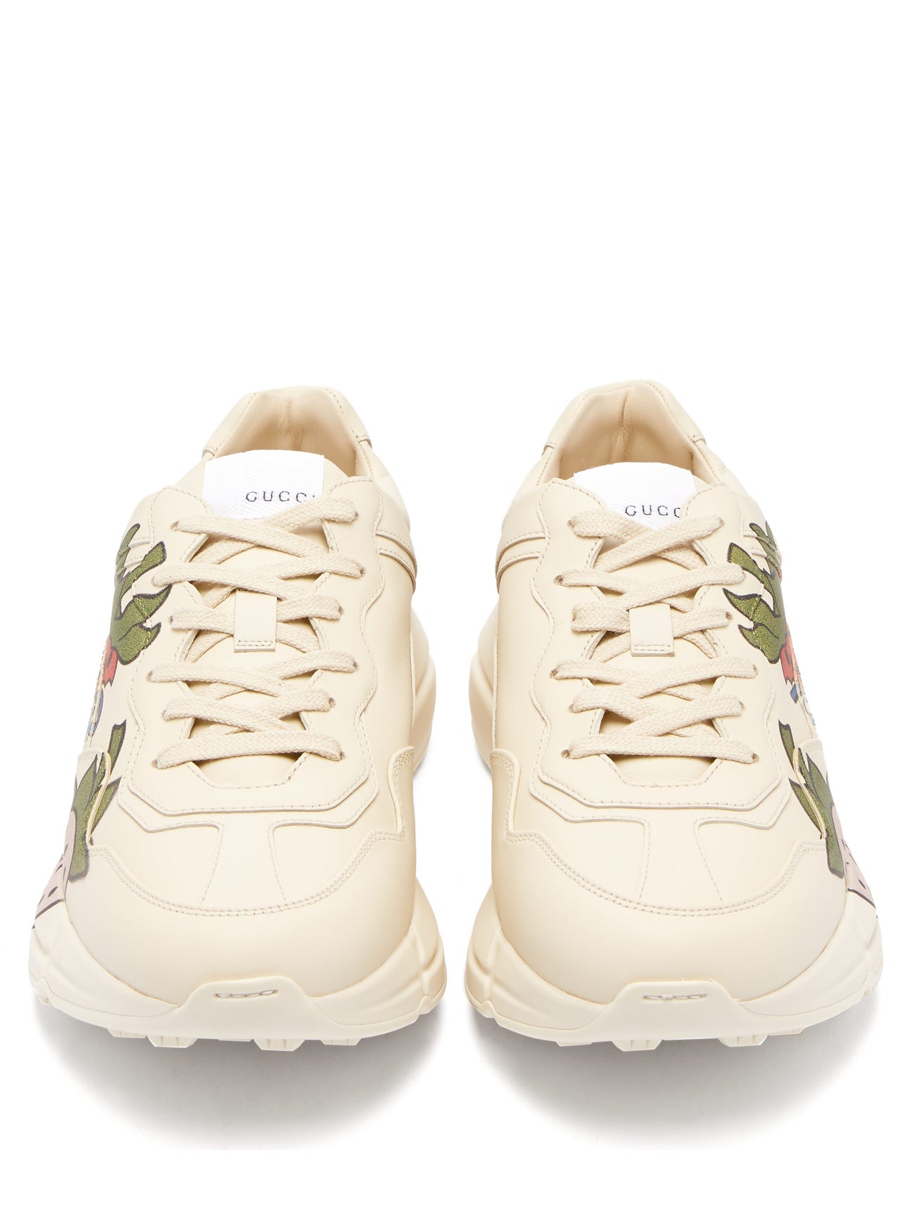 GUCCI Rhyton Strawberry-Print Leather Trainers | endource