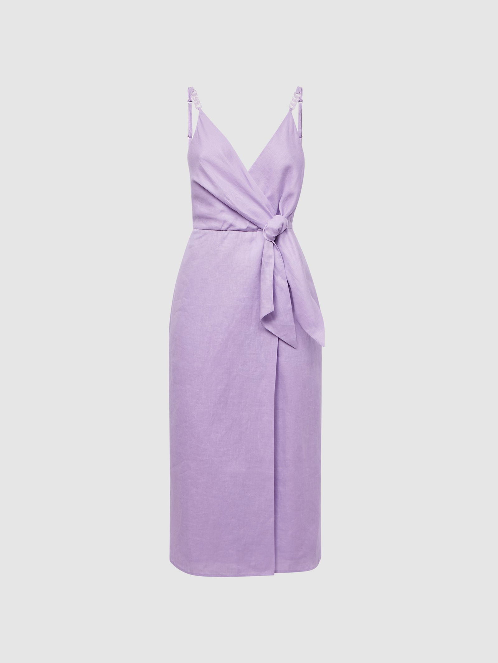 REISS Esme Linen Side Tie Midi Dress | endource