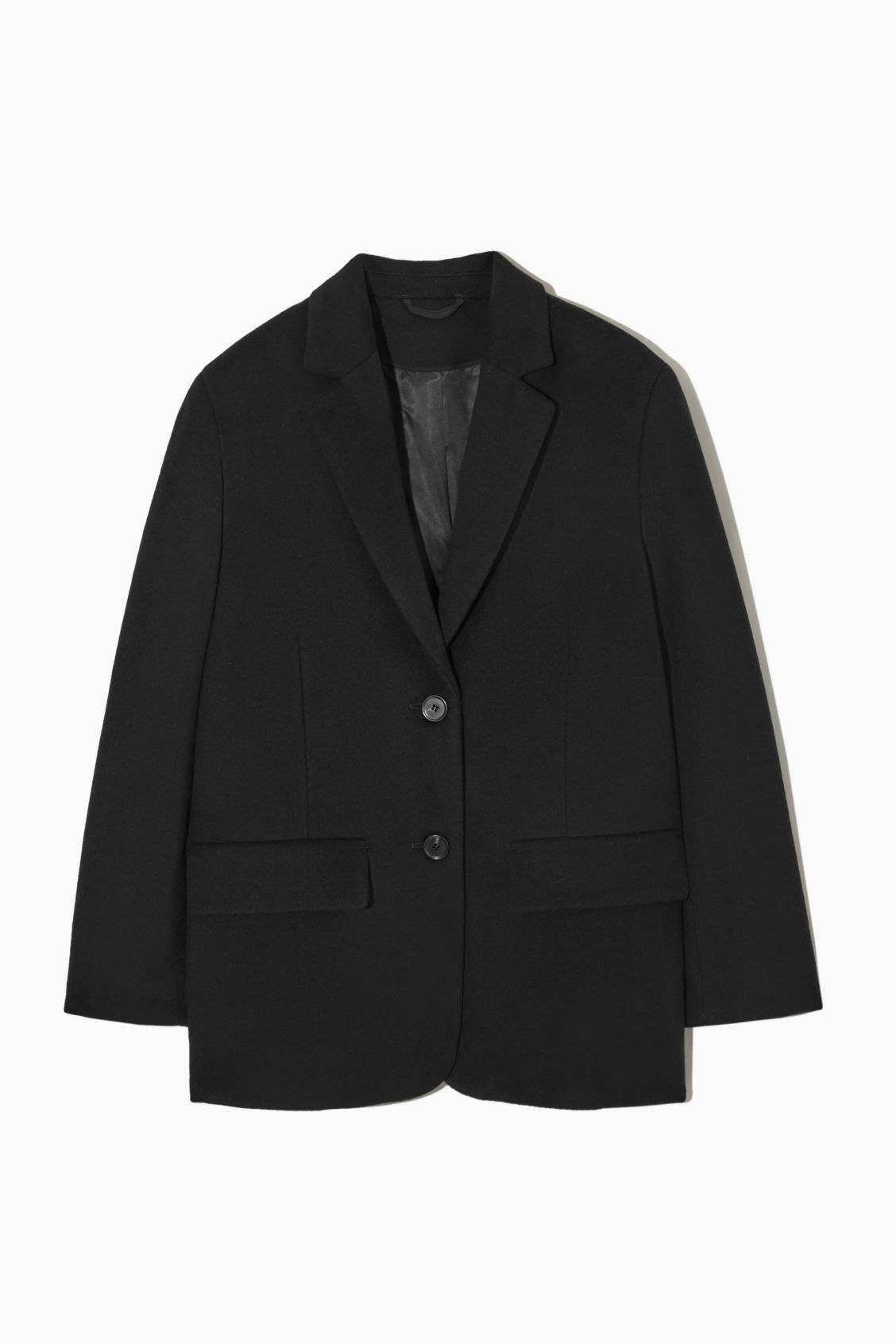 COS Relaxed-Fit Single-Breasted Wool Blazer in BLACK | endource