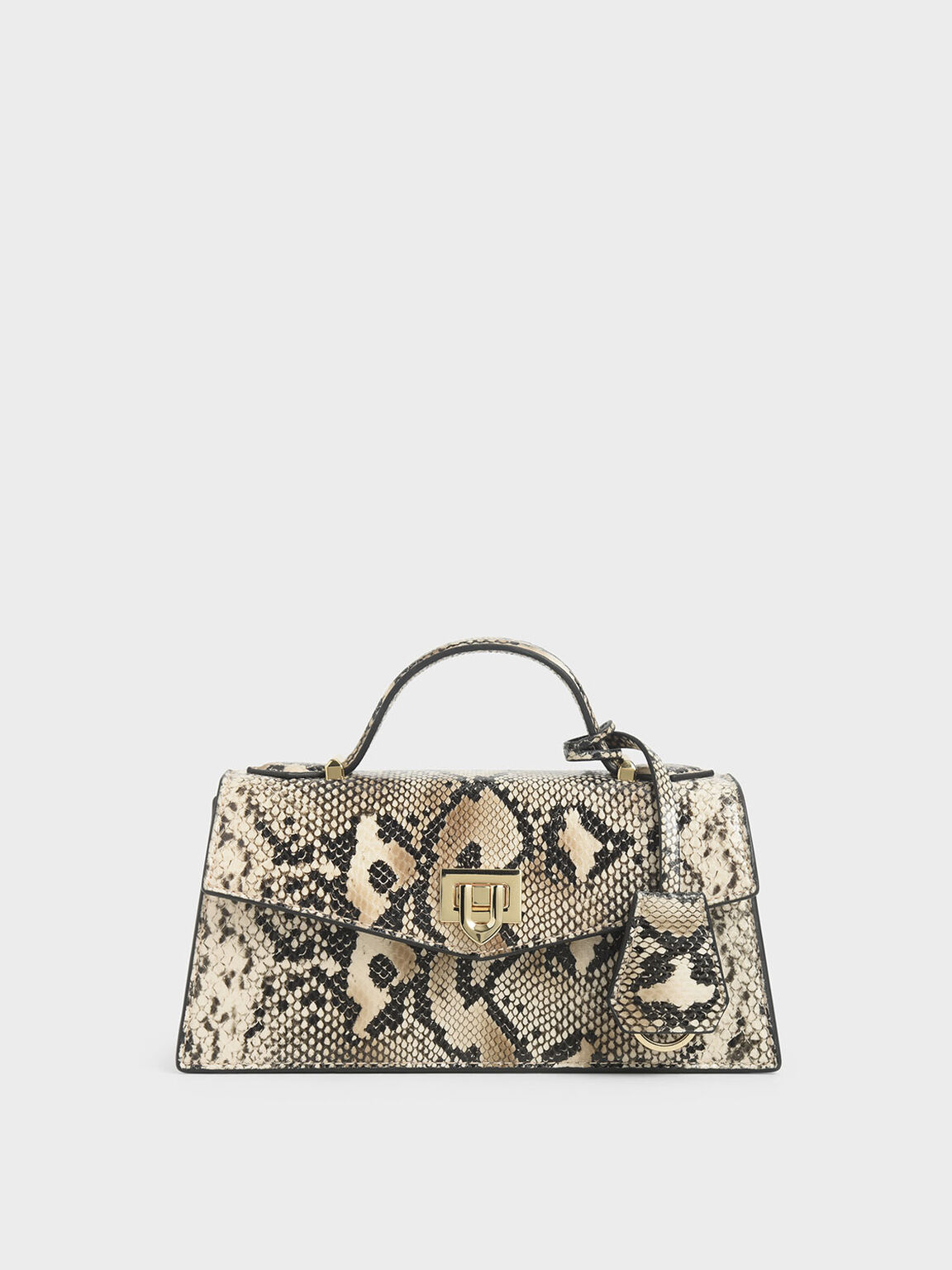 CHARLES & KEITH Snake Print Top Handle Trapeze Bag Endource