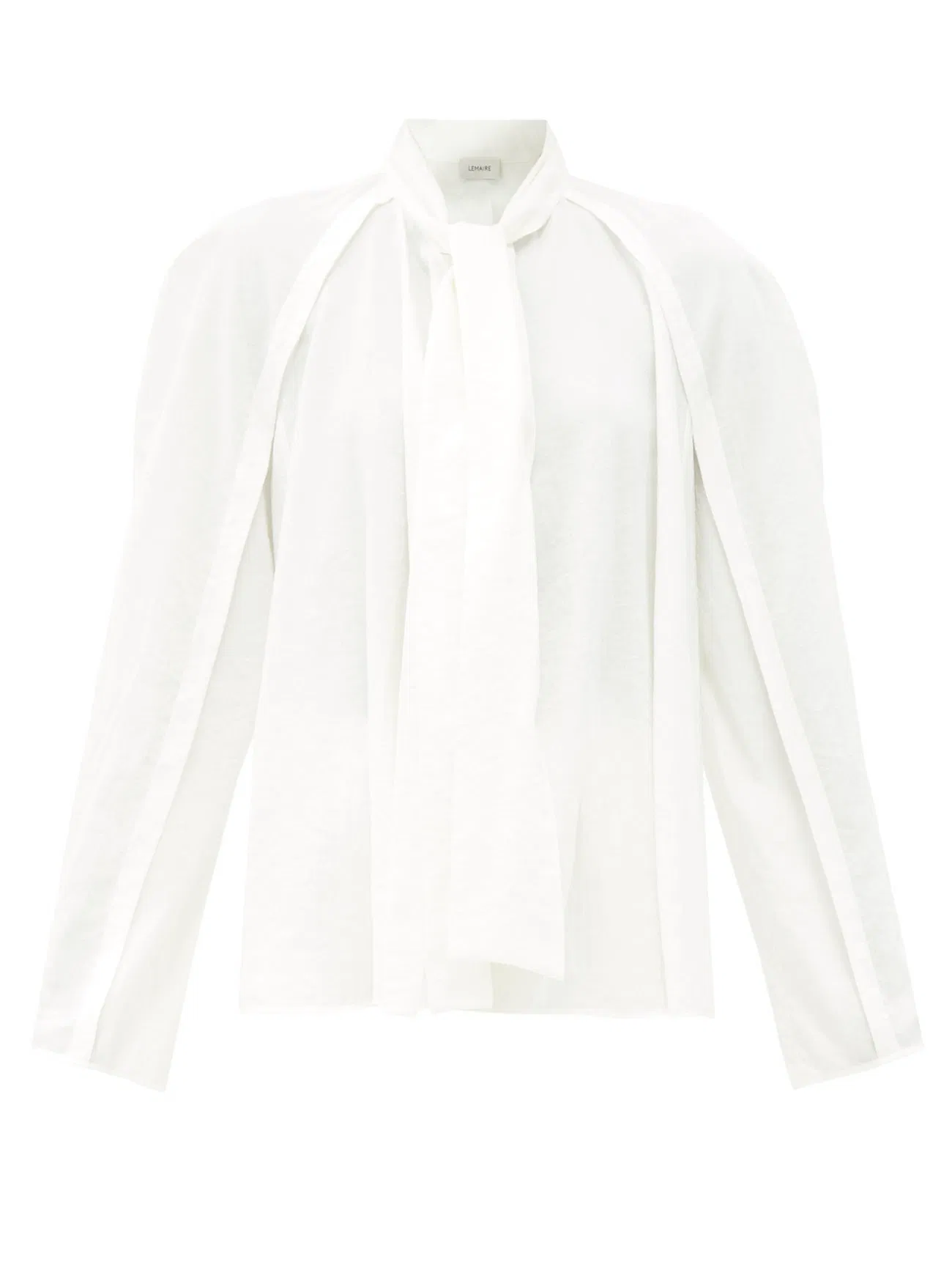 LEMAIRE Neck-Tie Silk-Blend Blouse in Ivory | Endource