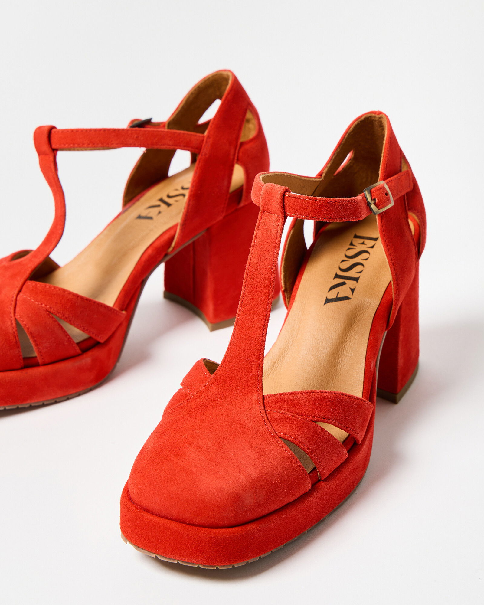 red suede sandals