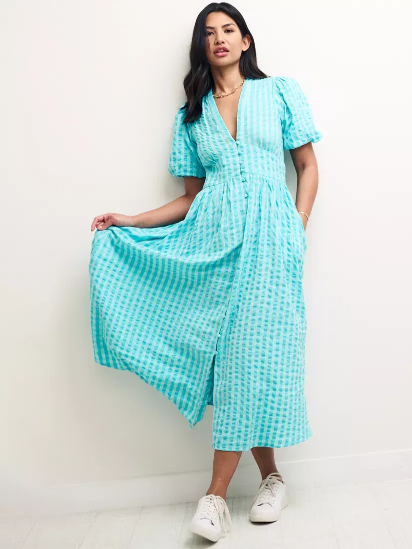 green emerald velvet dress Midi Dress // Au Paradis Seafoam Gingham