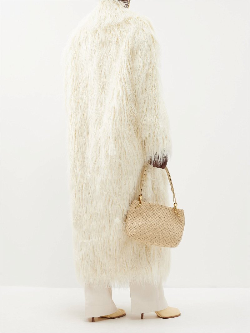 Nicole Faux-Fur Double-Breasted Long Coat