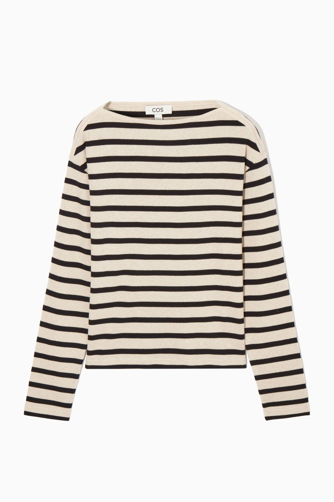 COS Striped Boat-Neck Long-Sleeved Top in NAVY / WHITE / STRIPED