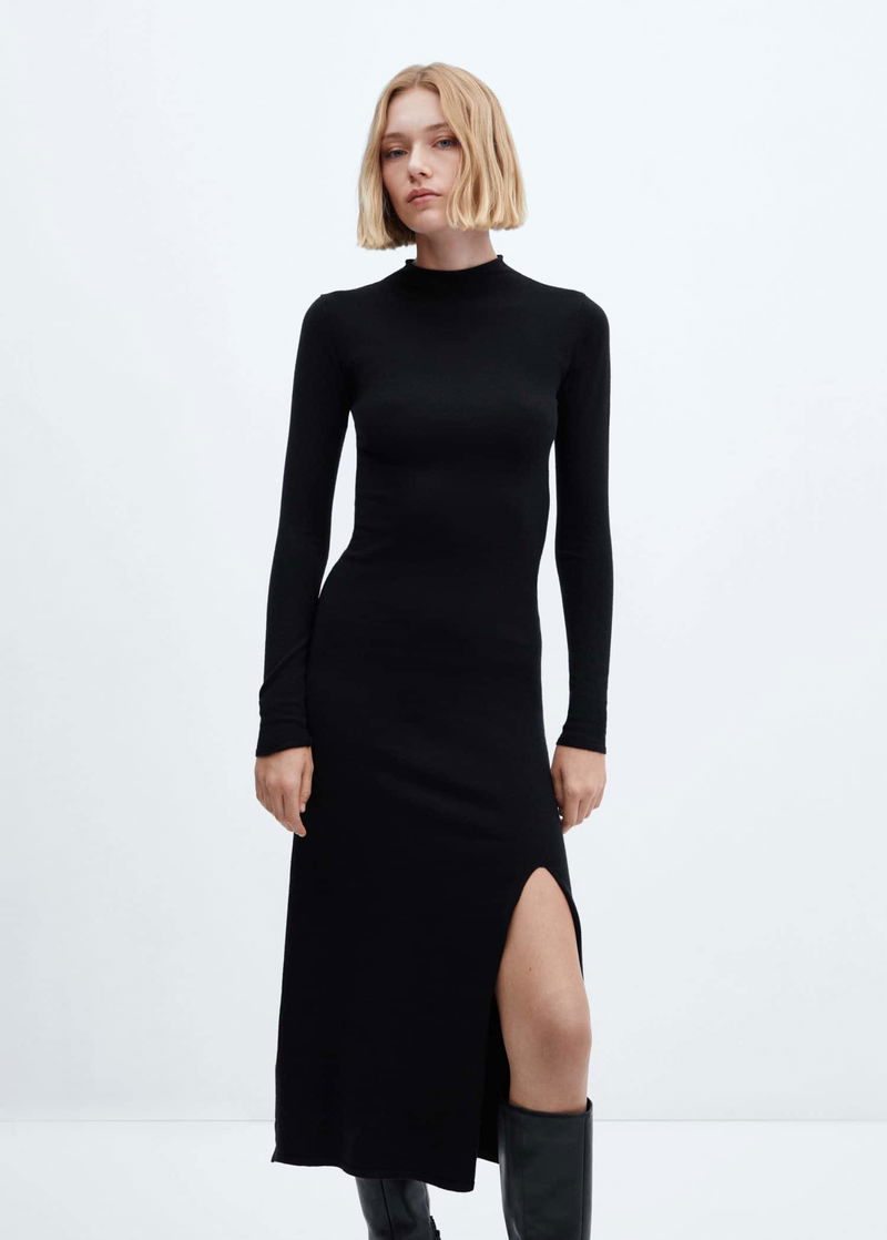 dress knitted autumn fur FAUX FUR EFFECT KNITTED DRESS main image 0