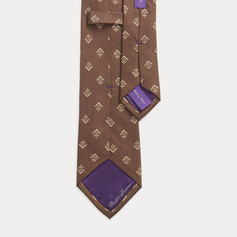 RALPH LAUREN PURPLE LABEL Geometric-Print Silk Shantung Tie endource