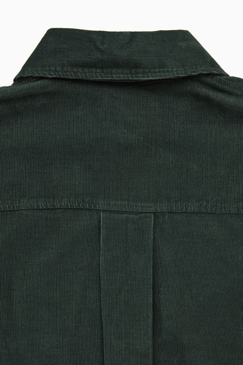cos green corduroy dress CORDUROY MINI SHIRT DRESS - DARK GREEN