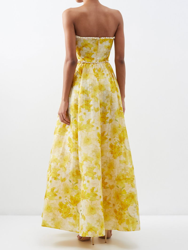 ZIMMERMANN Wonderland Shell-Embellished Silk-Blend Gown in Yellow ...