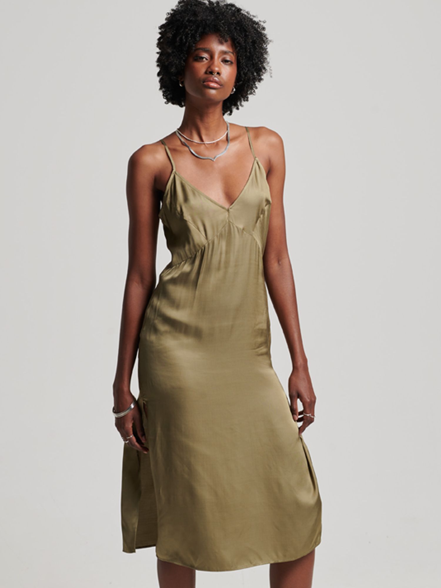 knee length dresses for ladies The Sleep Code Washable Silk Midi Slip Dress main image 0