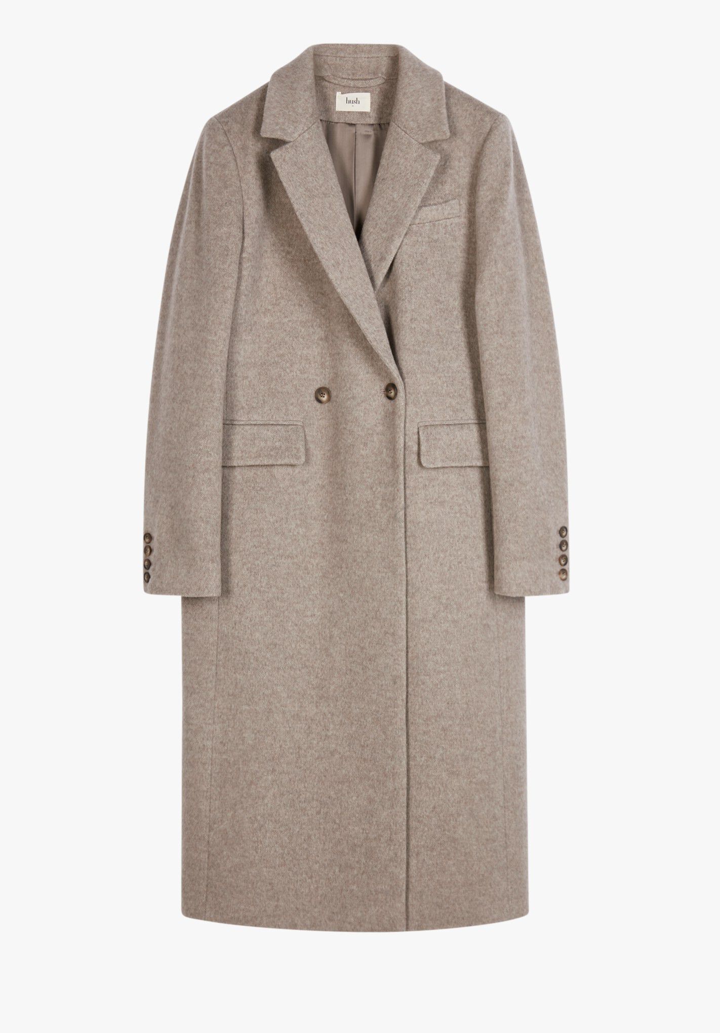 HUSH Poppy Wool Coat in Oatmeal Grey | endource