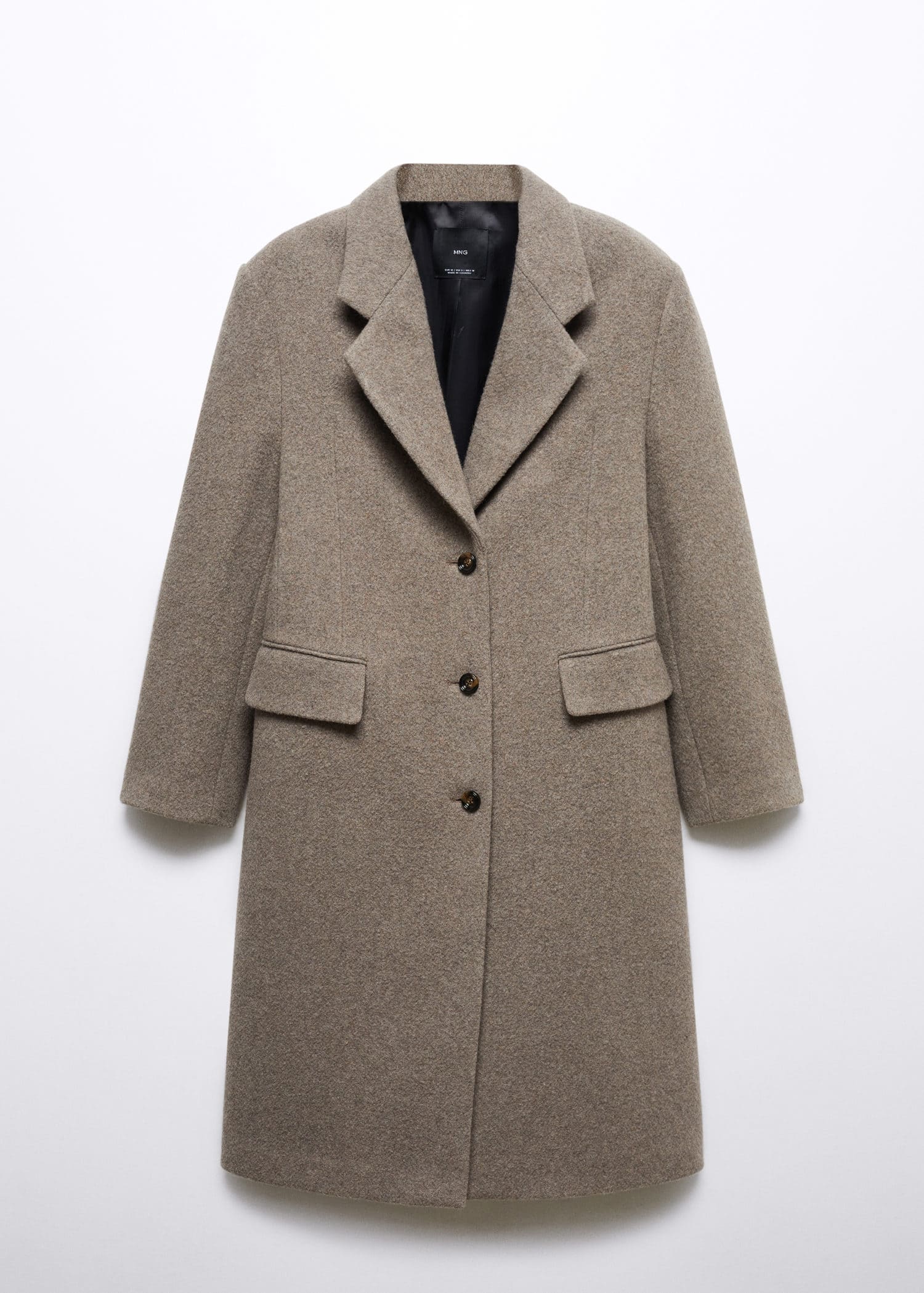 MANGO Wool Overcoat in Medium Brown | Endource