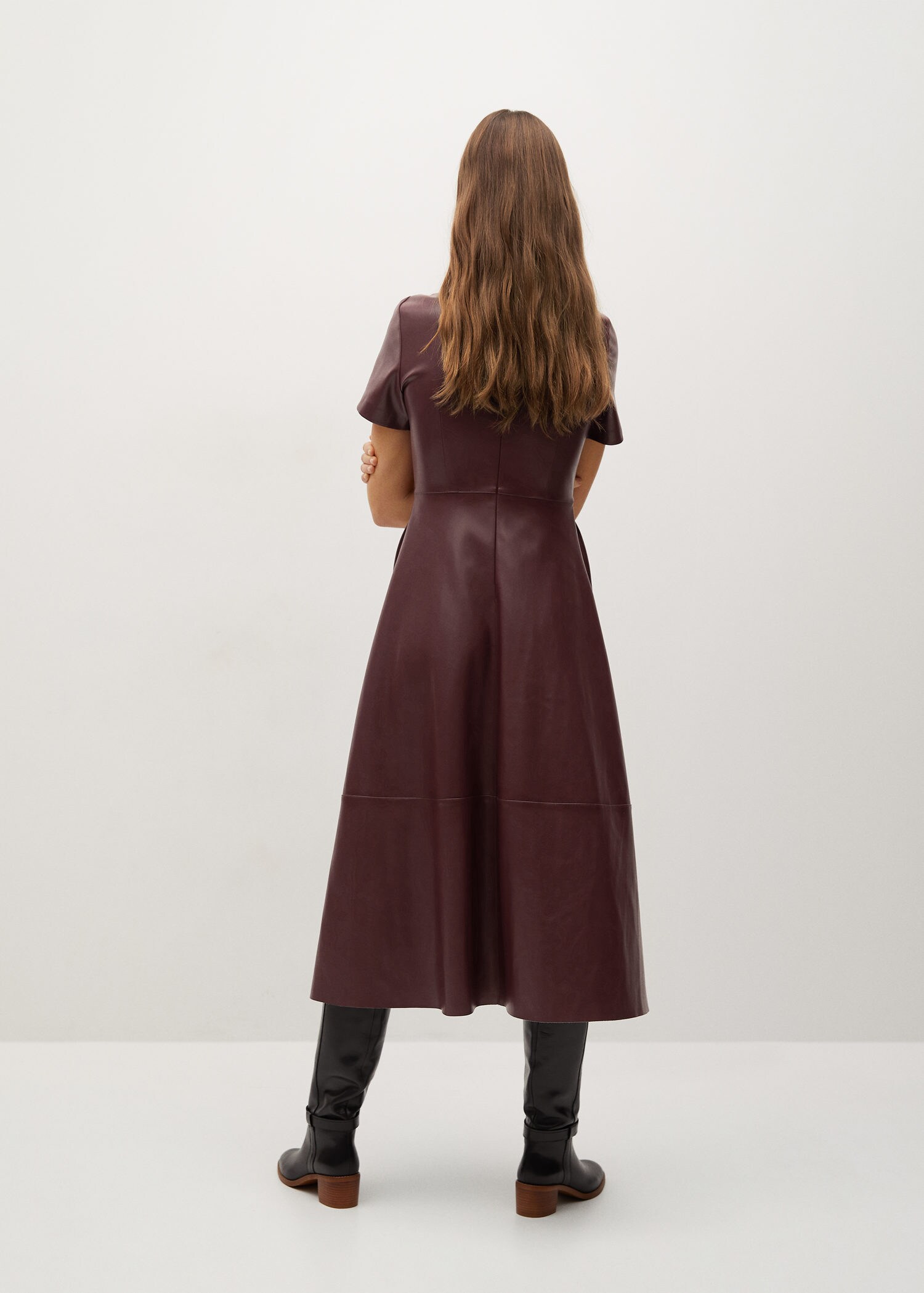 green emerald velvet dress Mango Women's 3/4 Sleeve Faux Leather Dress Black, black : Amazon.de:  Fashion main image 1
