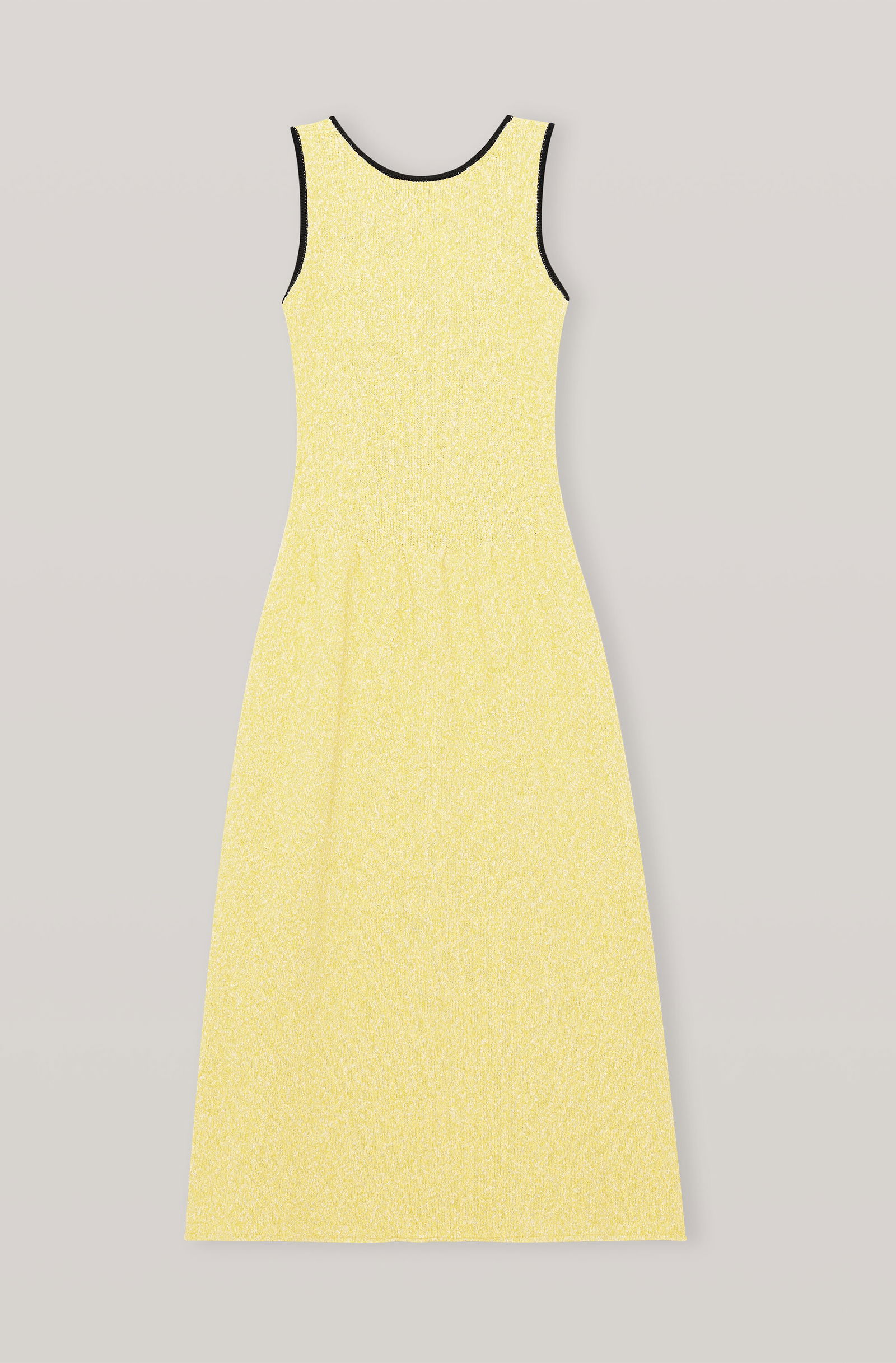 ganni yellow knit dress Ganni melange knit ribbed midi dress pale yellow