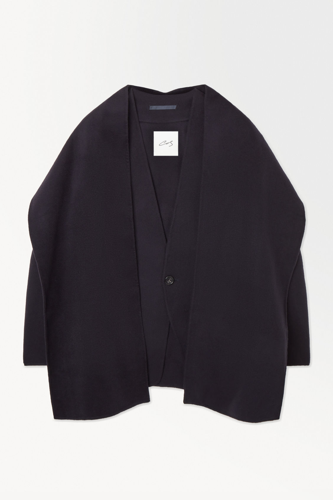 COS The Collarless Wool Scarf Jacket in NAVY Endource
