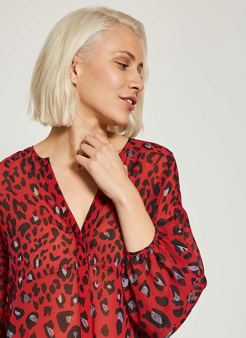 mint velvet red leopard print blouse